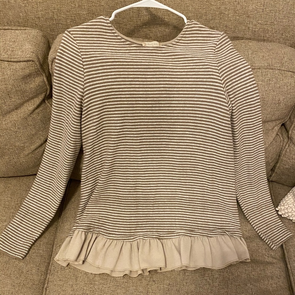 Altard State Striped ruffle long sleeve